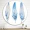 Designart - Blue Boho Feathers II - Lake House Metal Circle Wall Art